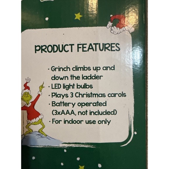 Animated Grinch 17" Ladder Climbing Tabletop Christmas Tree Decoration LED - Picture 7 of 7